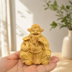 Caishen Wood Statue, approved hero product view.