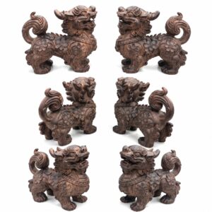 Qilin Statue Pair Wood Sculpture, approved main product view.
