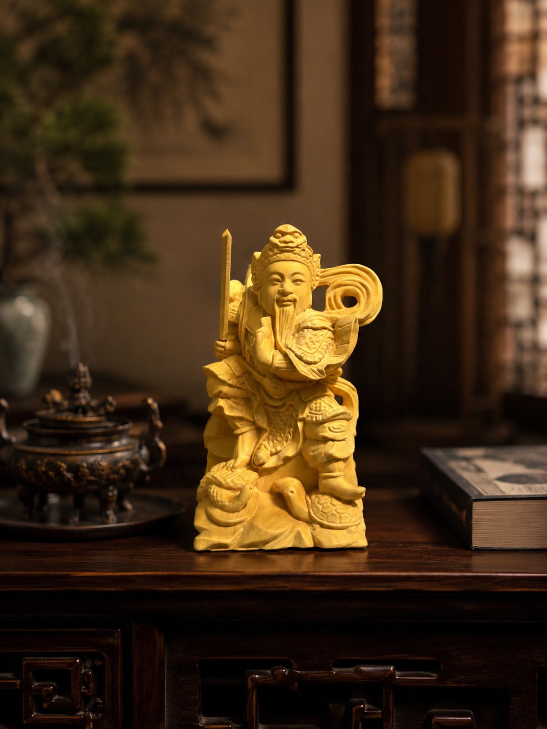 Zhenwu Emperor Wood Statue Ornament, approved main product view.