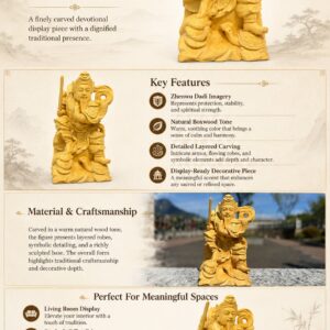 Zhenwu Emperor Wood Statue Ornament, approved detail product view.