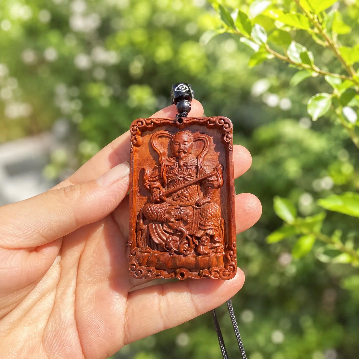 Zhenwu Deity Wood Amulet Pendant, approved hero product view.