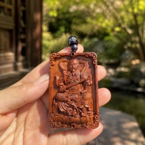 Zhenwu Deity Wood Amulet Pendant, approved scene product view.