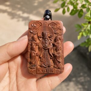 Five Road Gods Wood Pendant Amulet, approved hero product view.
