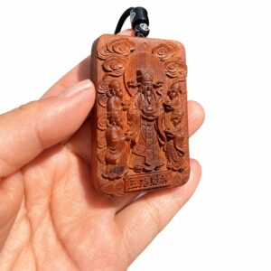 Five Road Gods Wood Pendant Amulet, approved main product view.