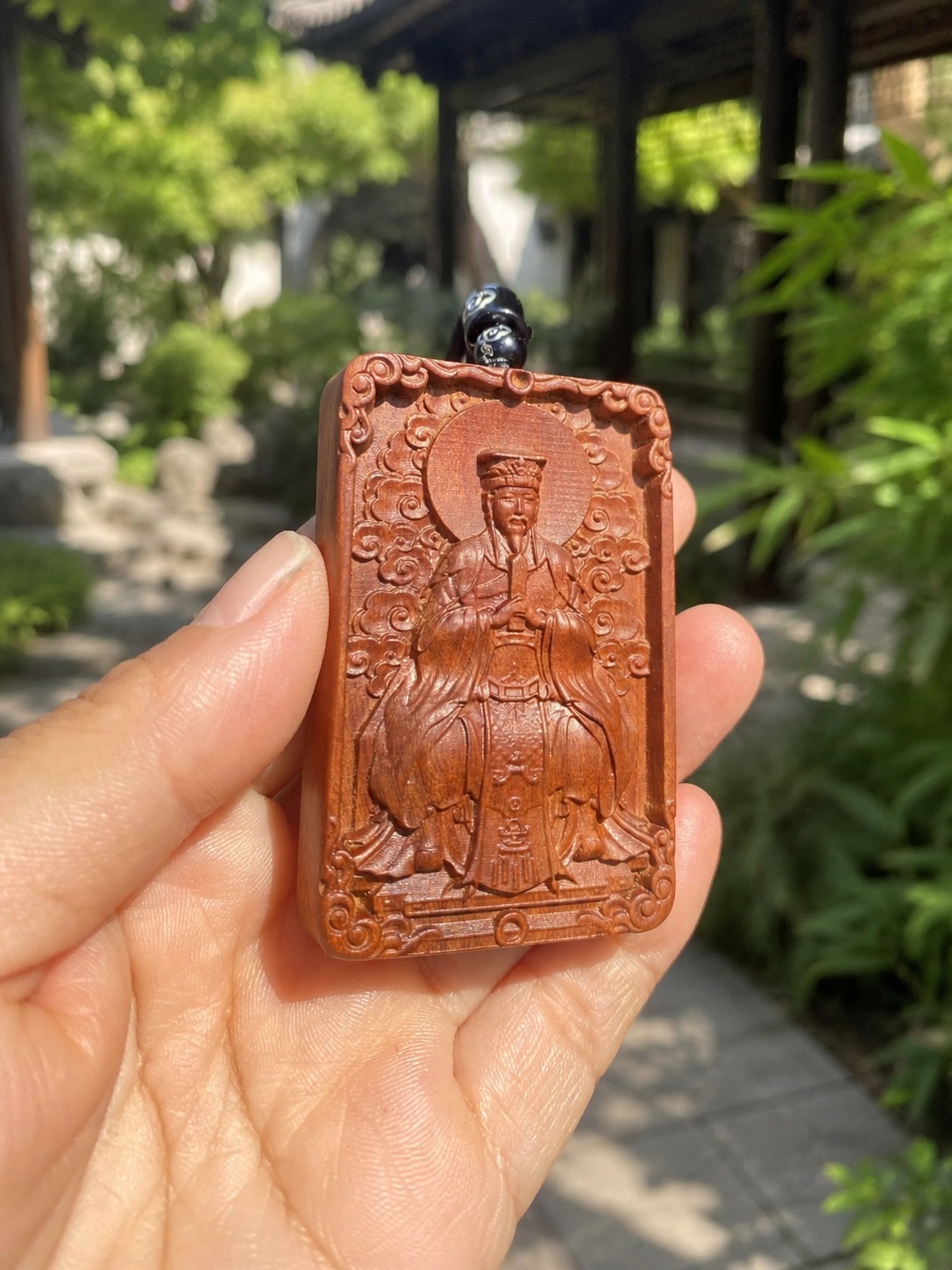 Baosheng Dadi and Ziwei Dadi Double Sided Wood Pendant, approved scene product view.