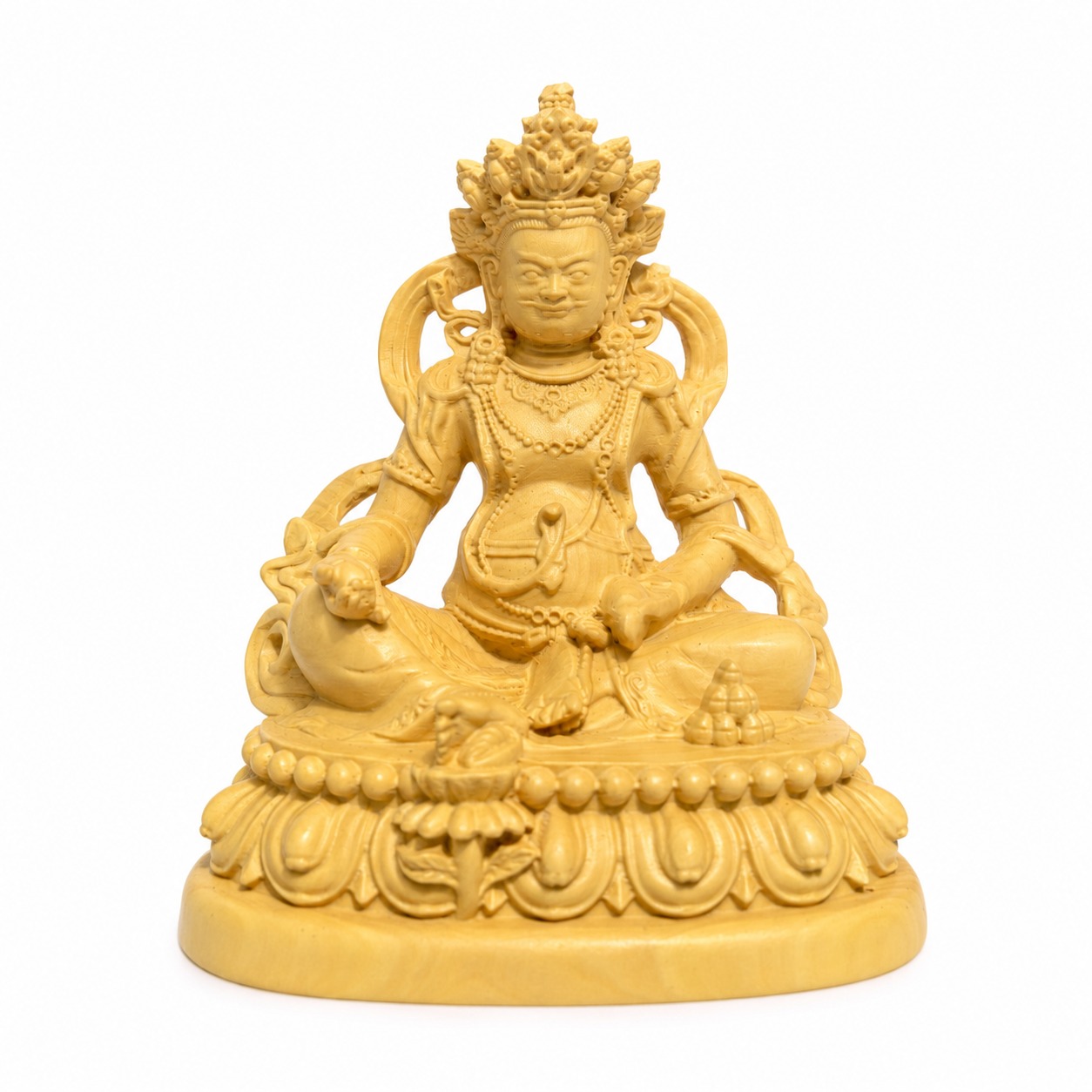 Approved product image of Yellow Jambhala Wood Statue. Inspect the listed facts separately.