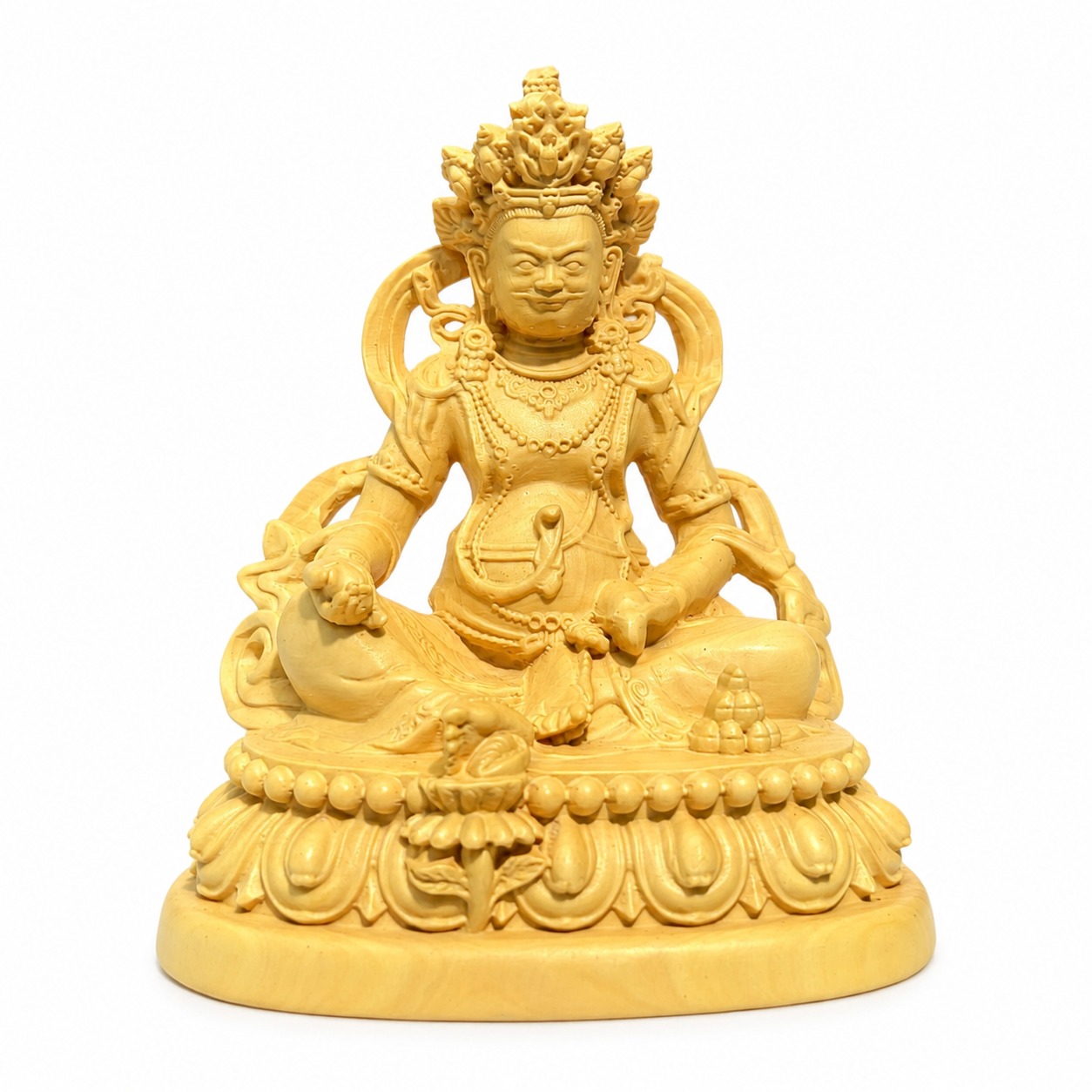 Approved product image of Yellow Jambhala Wood Statue. Inspect the listed facts separately.