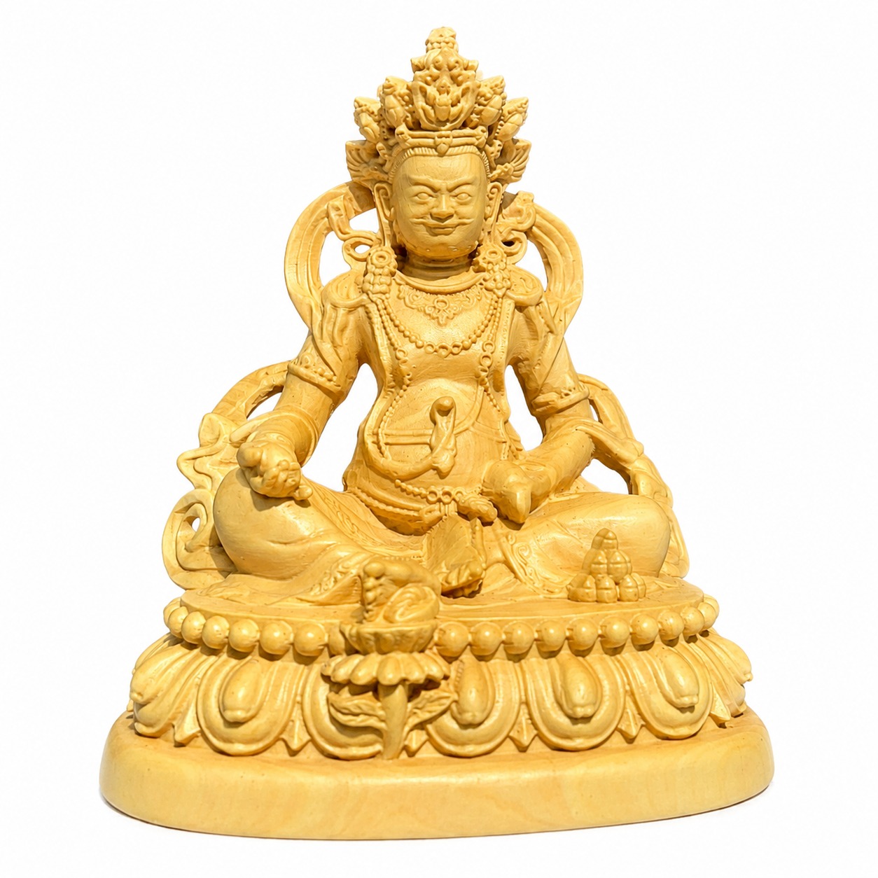 Approved product image of Yellow Jambhala Wood Statue. Inspect the listed facts separately.