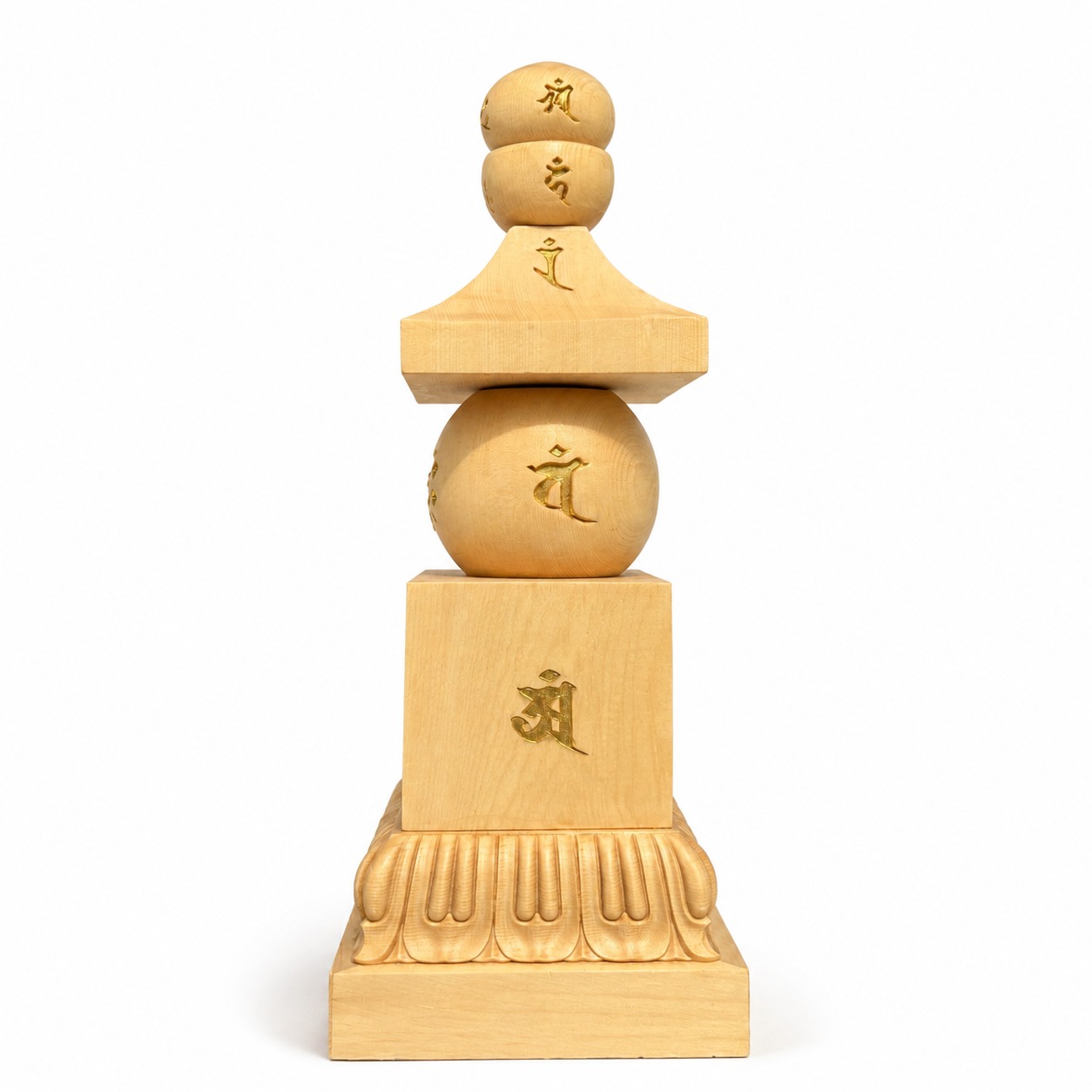 Five Element Pagoda Wood Statue, approved main product view.