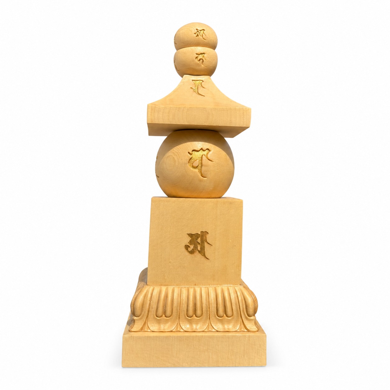 Five Element Pagoda Wood Statue, approved main product view.