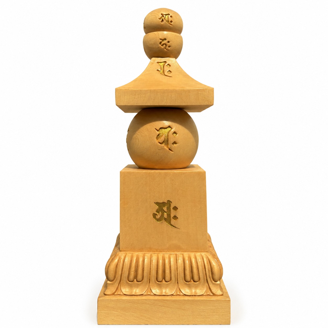 Five Element Pagoda Wood Statue, approved main product view.