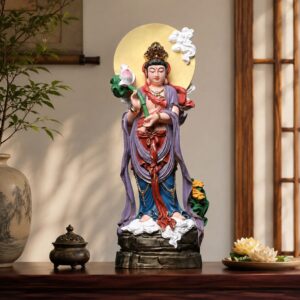 Mahasthamaprapta Bodhisattva Wood Statue, approved scene product view.