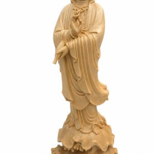 Guanyin Bodhisattva Wood Statue with Vase, approved main product view.