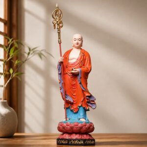 Ksitigarbha Bodhisattva Wood Statue with Accents, approved hero product view.
