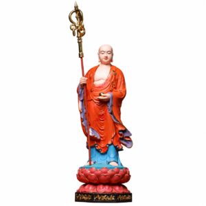 Ksitigarbha Bodhisattva Wood Statue with Accents, approved main product view.