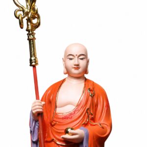 Ksitigarbha Bodhisattva Wood Statue with Accents, approved main product view.