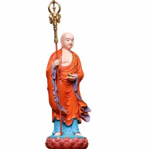 Ksitigarbha Bodhisattva Wood Statue with Accents, approved main product view.