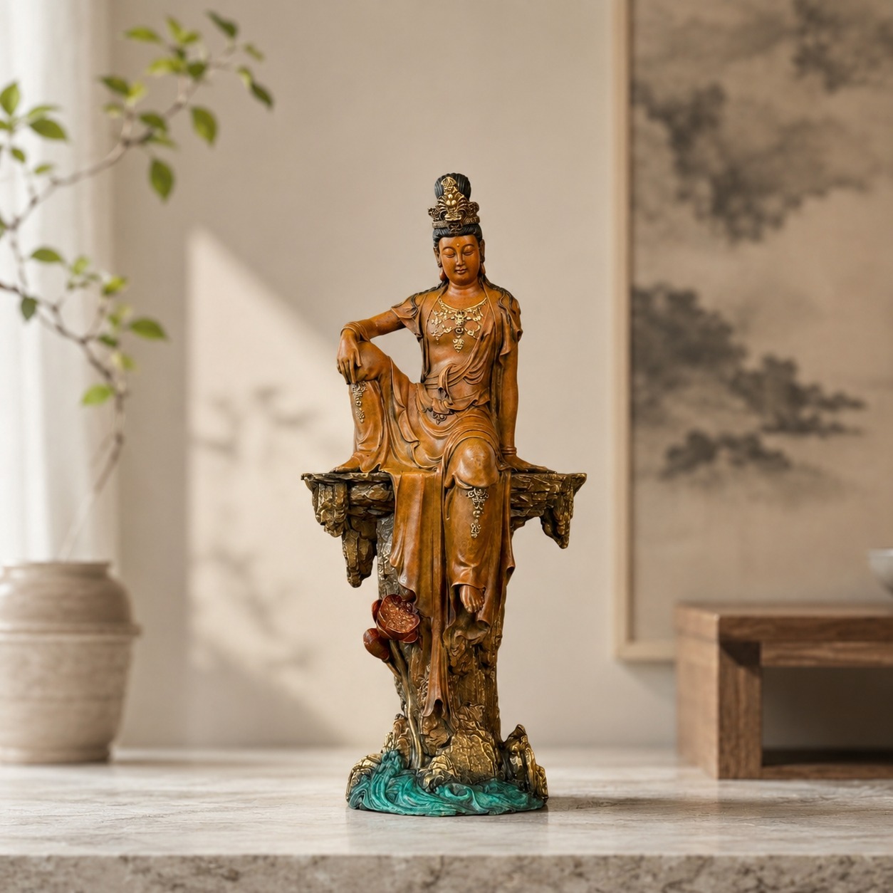 Guan Yin Bodhisattva Copper Alloy Statue, approved hero product view.
