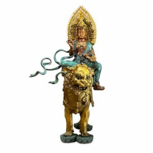 Manjushri and Samantabhadra Buddha Bronze Statue, approved main product view.