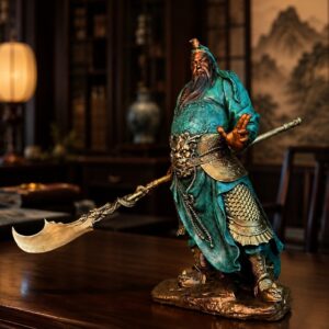 Guan Yu Copper Alloy Figurine Loyal Warrior Statue, approved scene product view.