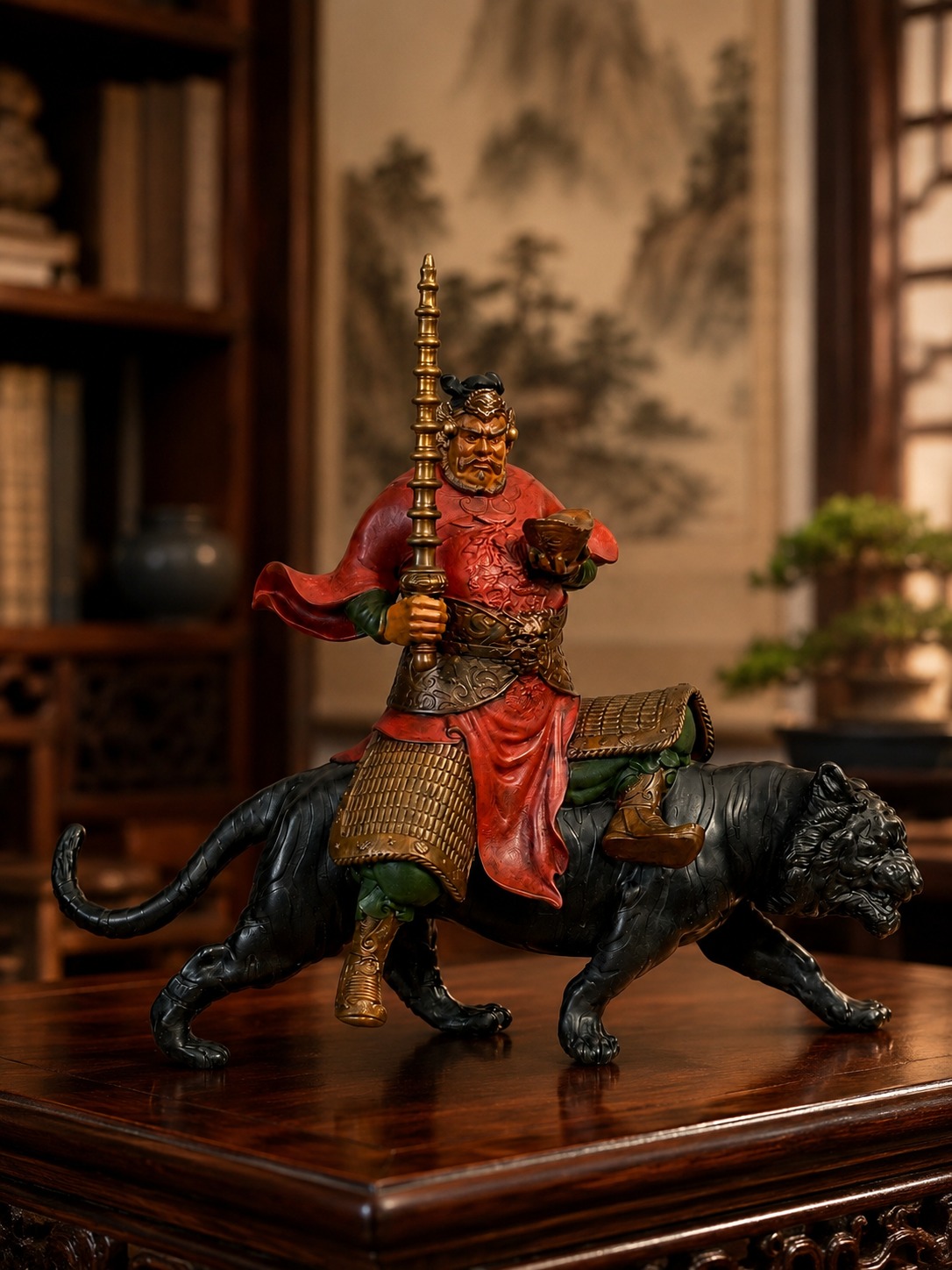 Zhao Gongming Martial God Bronze Statue, approved scene product view.