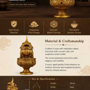 Pixiu Brass Incense Burner Sculpture, approved main product view.