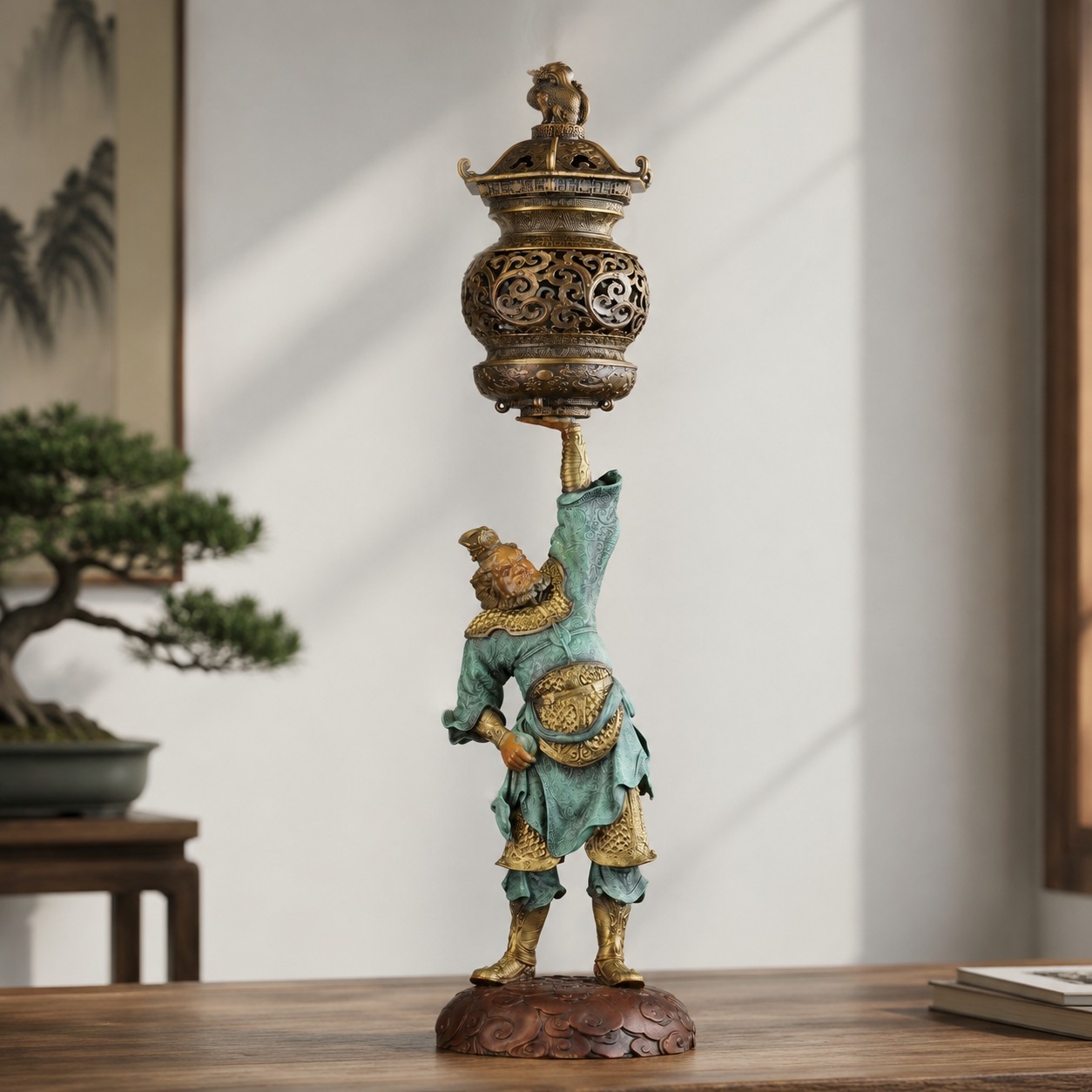 Vajrapani Bronze Incense Burner Statue, approved hero product view.