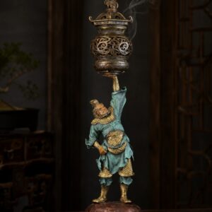 Vajrapani Bronze Incense Burner Statue, approved scene product view.