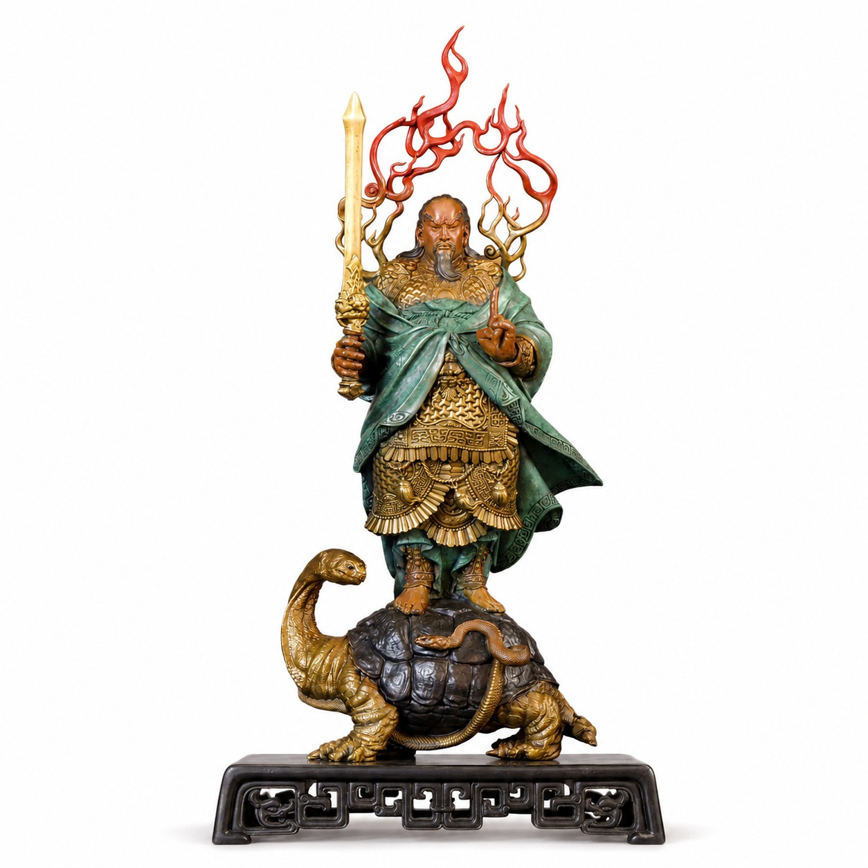 Emperor Zhenwu Brass Statue Xuantian Shangdi Figurine, approved main product view.