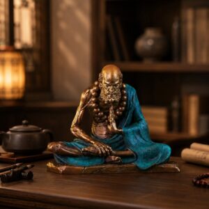 Contemplative Bodhidharma Brass Sculpture, approved main product view.