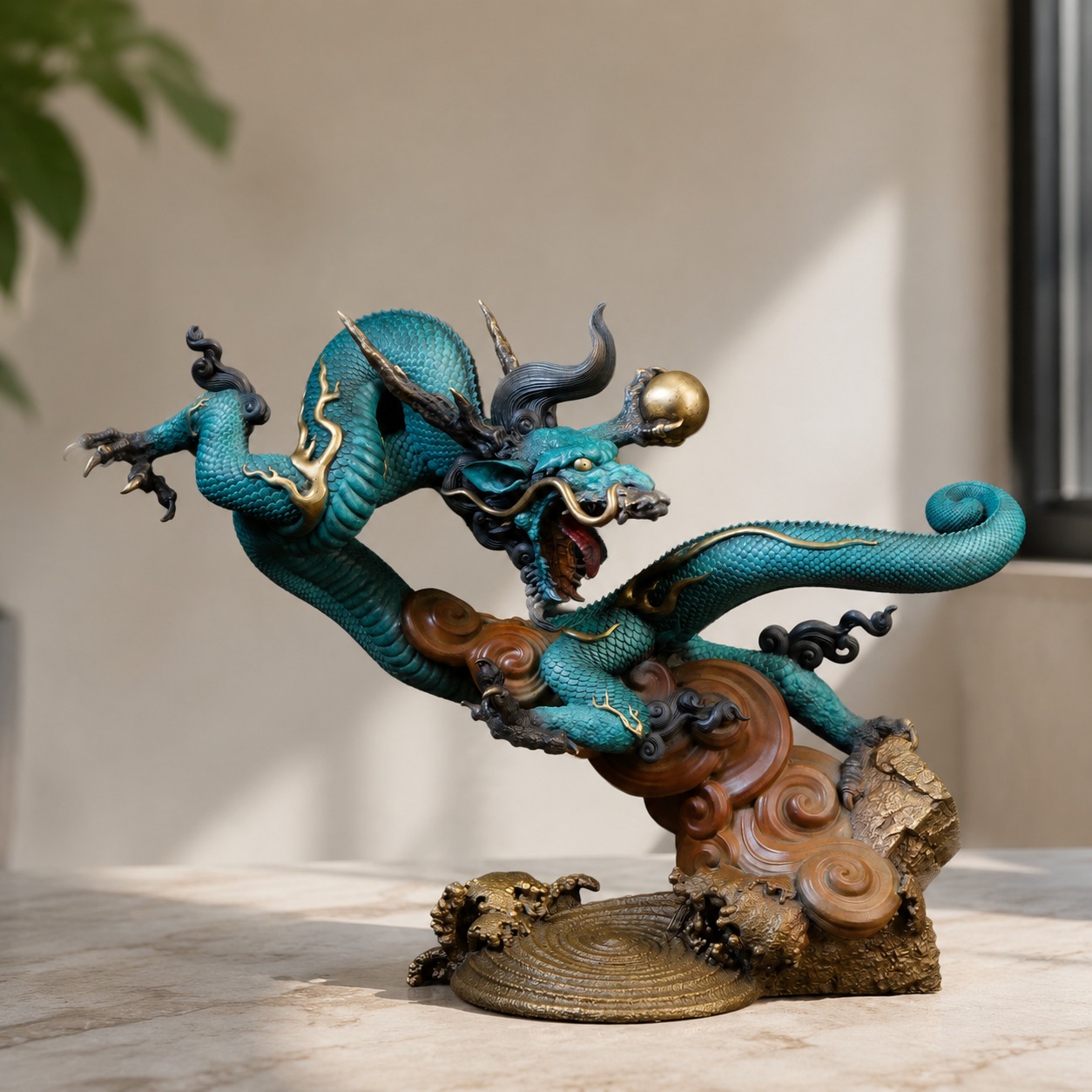 Soaring Dragon Brass Statue, approved hero product view.