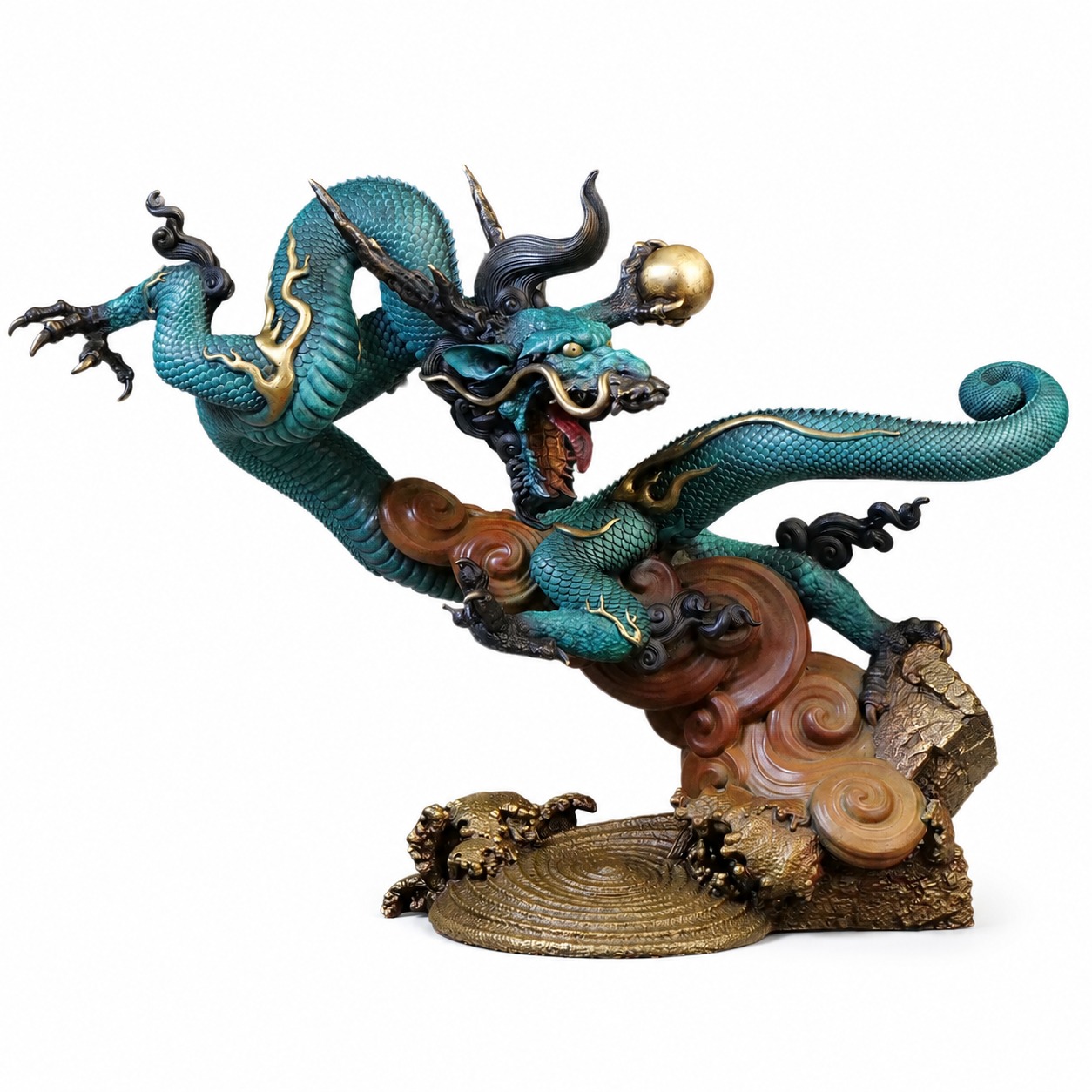 Soaring Dragon Brass Statue, approved main product view.