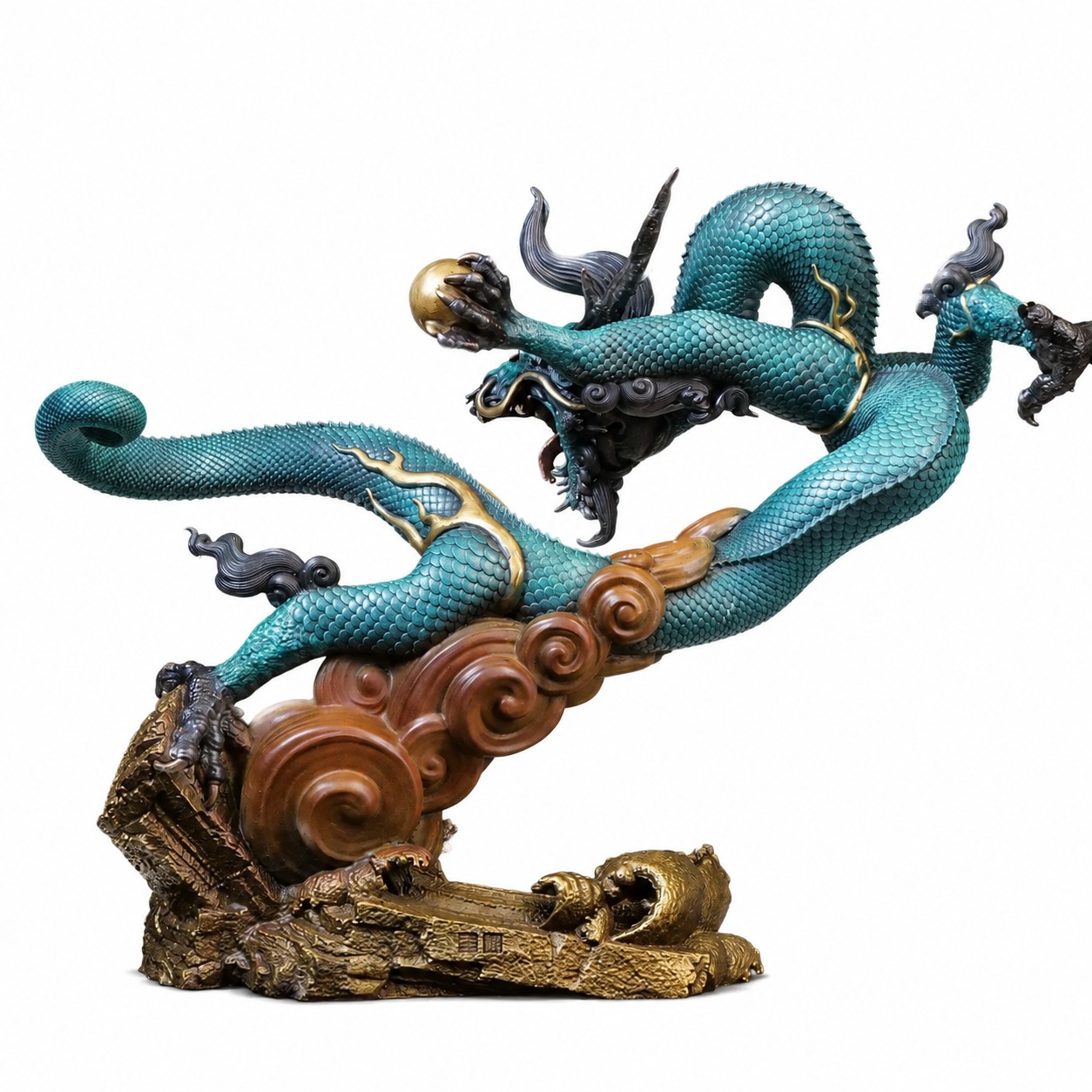 Soaring Dragon Brass Statue, approved main product view.