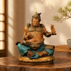 Yellow Jambhala Seated Brass Statue, approved hero product view.