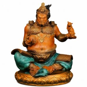 Yellow Jambhala Seated Brass Statue, approved main product view.