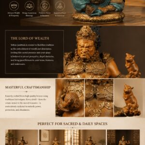 Yellow Jambhala Seated Brass Statue, approved main product view.