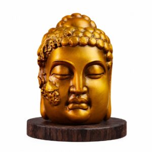 One Thought Between Buddha and Demon Brass Sculpture, approved main product view.