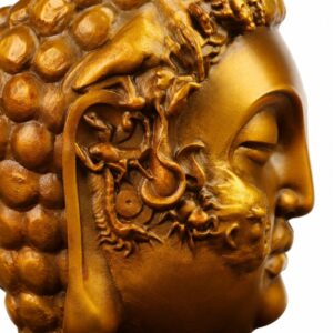 One Thought Between Buddha and Demon Brass Sculpture, approved main product view.