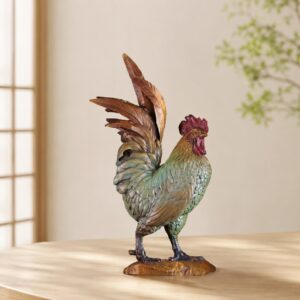 Rooster Brass Statue, approved hero product view.