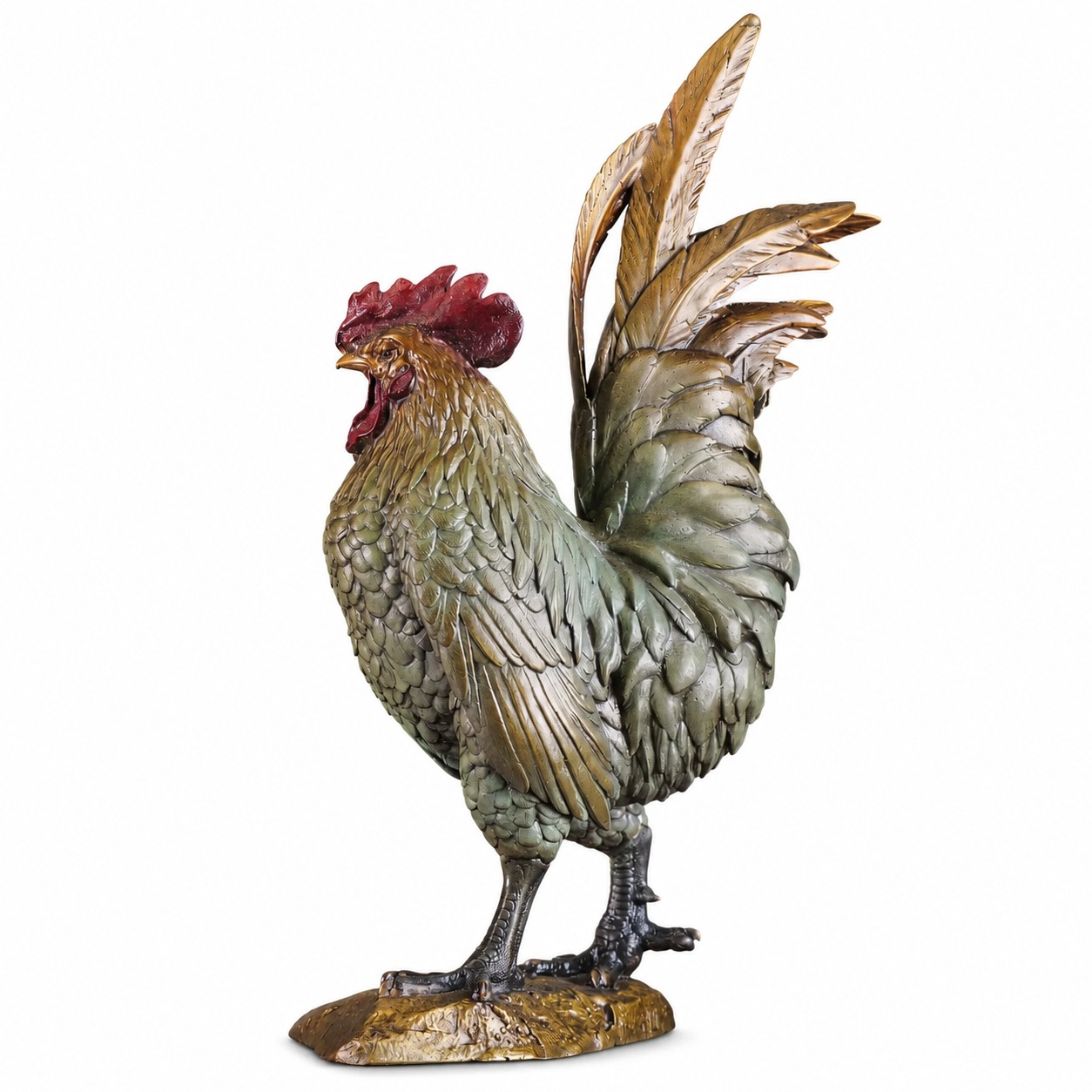 Rooster Brass Statue, approved main product view.