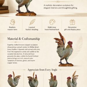 Rooster Brass Statue, approved main product view.