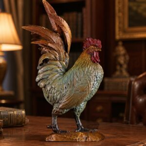 Rooster Brass Statue, approved main product view.