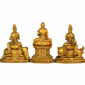 Shakyamuni Manjushri and Samantabhadra Trinity Brass Statue, approved main product view.