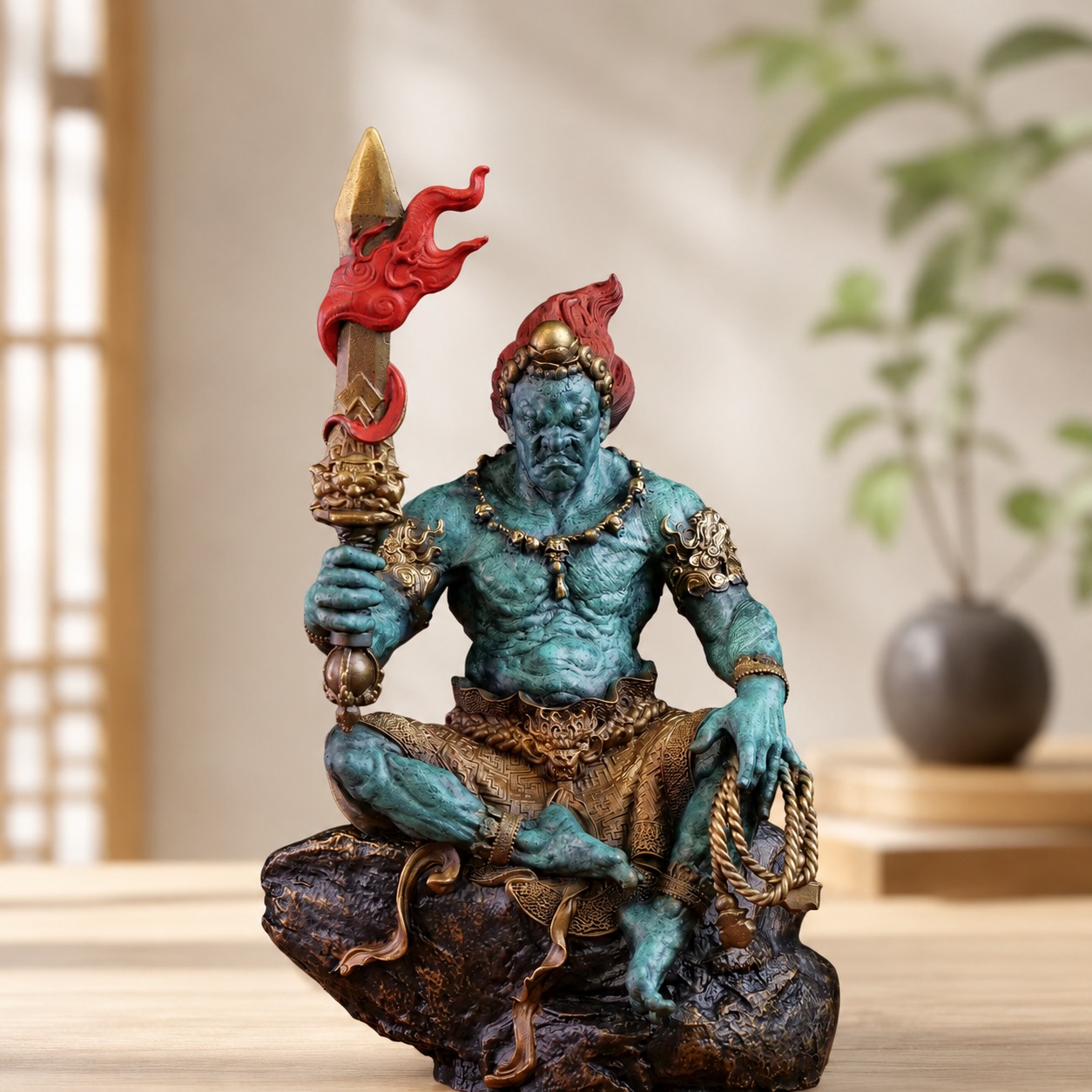Approved product image of the Seated Fudo Myoo Brass Statue.
