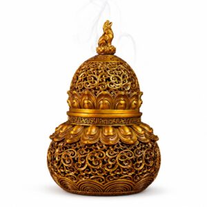 Gourd Copper Alloy Incense Burner Statue, approved main product view.