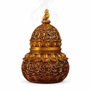 Gourd Copper Alloy Incense Burner Statue, approved main product view.