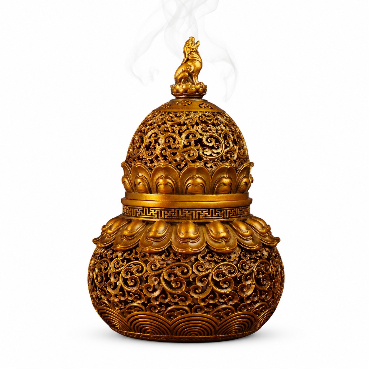 Gourd Copper Alloy Incense Burner Statue, approved main product view.