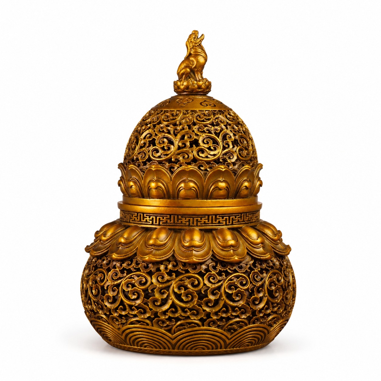 Gourd Copper Alloy Incense Burner Statue, approved main product view.