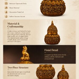 Gourd Copper Alloy Incense Burner Statue, approved detail product view.