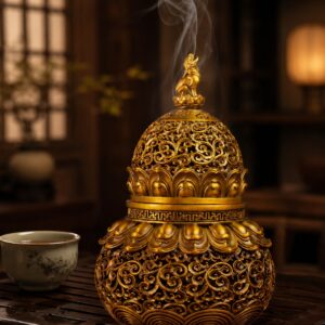 Gourd Copper Alloy Incense Burner Statue, approved scene product view.